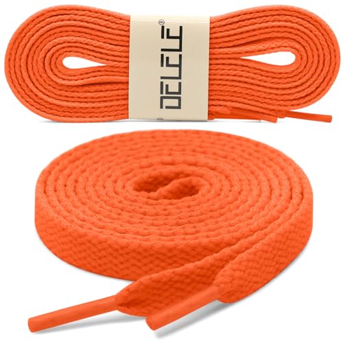 Image of DELELE 2 Pair Super Quality 24 Colors Flat Shoe laces 5 /16 inch Wide Shoelaces for Athletic Running Sneakers Shoes Boot Strings