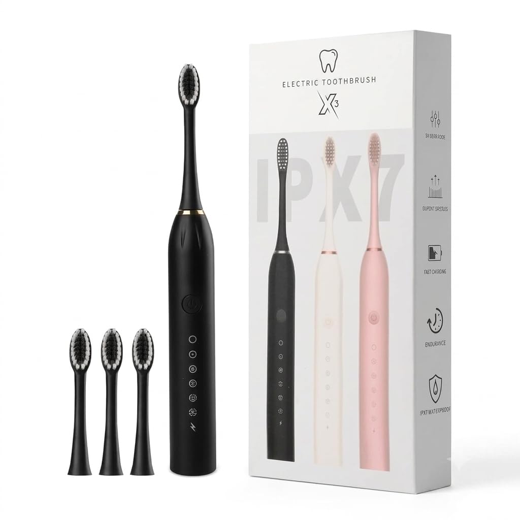 Electric Toothbrush for Adults & Kids | 6 Cleaning Modes | 34,000 Strokes/Min Sonic Cleaning | USB Rechargeable | IPX7 Waterproof | Smart 2-Min Timer | 4 Brush Heads + 1 Interdental Head | Multicolor.-image-44