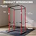 GarveeLife Power Cage Squat Rack for Home Gym, 1100 LB Capacity Power Rack with Pull-Up Bar, Dip Bars, & Adjustable Safety Bars, Strength Training for Home Gym, Red