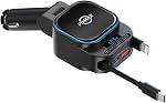 Retractable Car Charger USB C,107W Type C Car Charger Fast Charging with Dual Retractable Cable and USB Ports, Compatible with iPhone 16/15/14/13,S25/24/23/22, Pixel 9/8/7