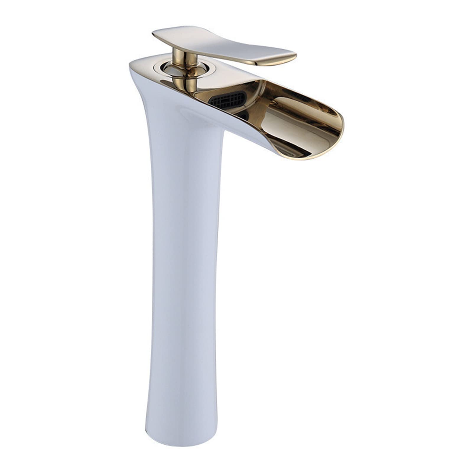 Robinet de salle de bain en laiton blanc et or de style grand bassin élégant