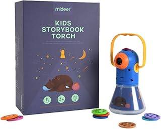 Lanterna tocha multifuncional para projeção de histórias, projetor de histórias para dormir para crianças, 8 filmes de contos de fadas 64 slides, interruptor de horário com luz noturna, excelente presente de brinquedo educacional para crianças