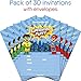Papery Pop 30 Superhero Birthday Invitations with Envelopes (30 Pack) - Kids Birthday Party Invitations for Boys or Girls