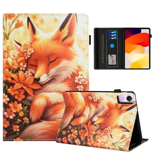 Rostsant Xiaomi Redmi Pad SE Etui 11 Cali PU Skórzany Pokrowiec Portfel Etui Pokrowiec na Xiaomi Redmi Pad SE 11 Cali 2023 Kwiat Lis