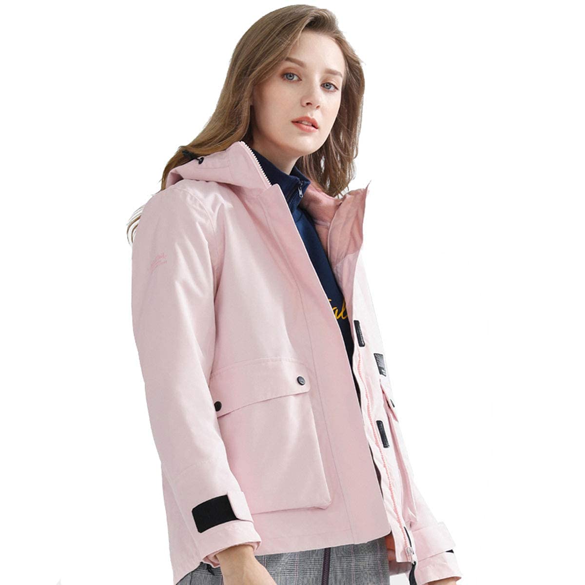 Veste de Ski Imperméable Pour Femmes 3-En-1 MU Manteau Rose S