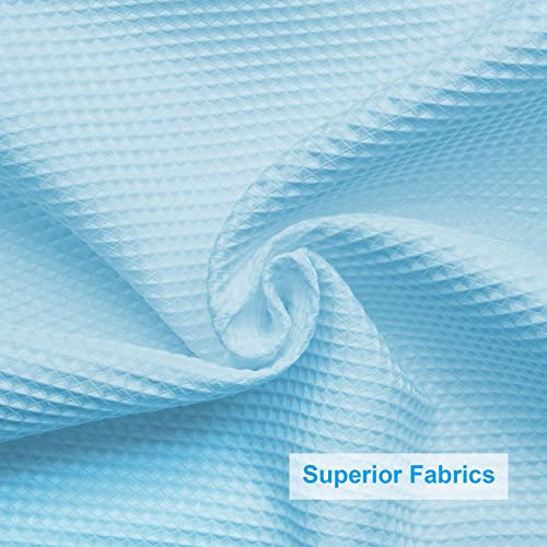 Image of AmazerBath Baby Blue Shower Curtain Fabric, Waffle Shower Curtain Polyester, Heavy Duty 240GSM, Hotel Quality Bathroom Shower Curtains, 72 x 72 Inches