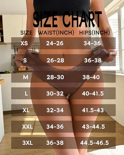 Image of Sth Big Womens Cotton Underwear Sexy Lace Brazilian Panties Soft Breathable Cotton Bikini for Ladies 6 Pack