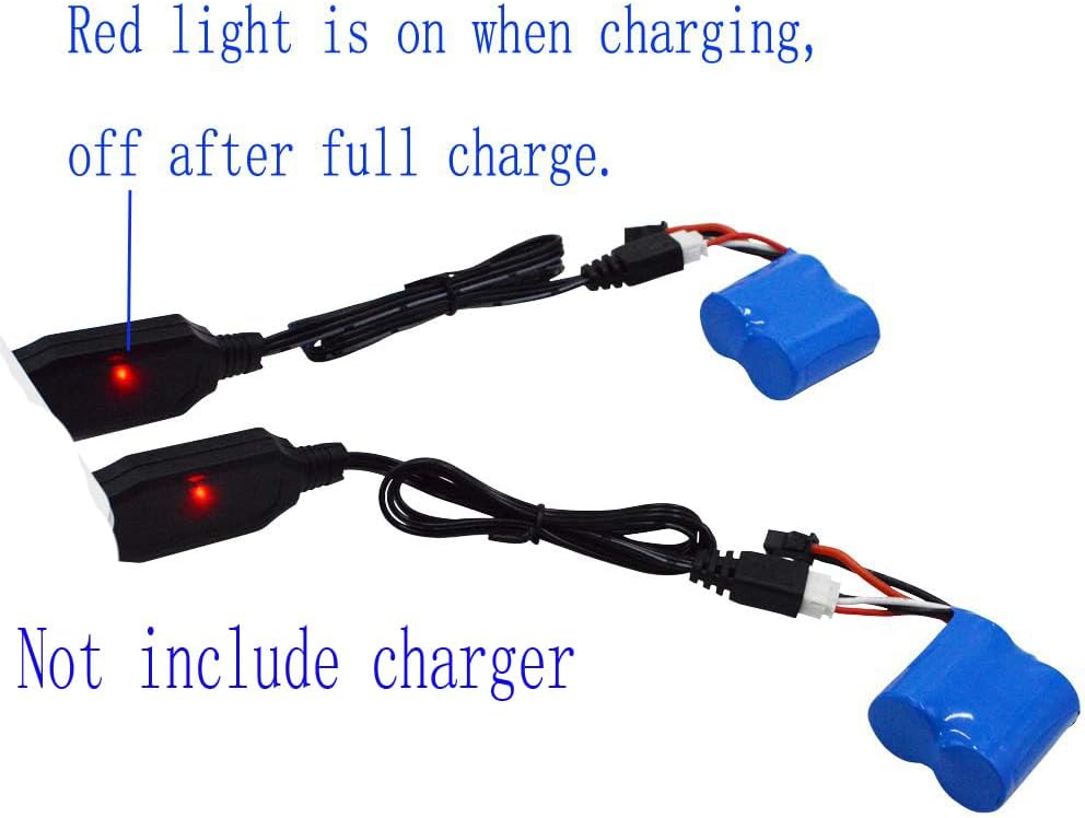 Blomiky 2 Pack 7.4V 600mAh 4.44Wh Battery Suitable for H120 H100 H102 H106 H108 T1 T02 RC Boat / H102 Battery and Cable