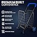 SereneLife Large Folding Utility Shopping Cart with Removable Liner – Heavy Duty, 360° Swivel Wheels, 110 lb Capacity, Portable for Groceries, Laundry, Luggage, and More(Blue)