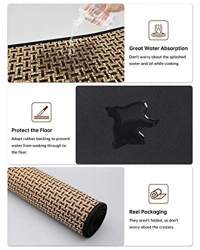 Kitchen Rugs and Mats Non Skid Washable Set of 2 PCS, Absorbent Runner Rugs for Kitchen, Front of Sink, Kitchen Mats for Floor, 17.3"x 47"+17.3"x 29" (Black) - Image 5