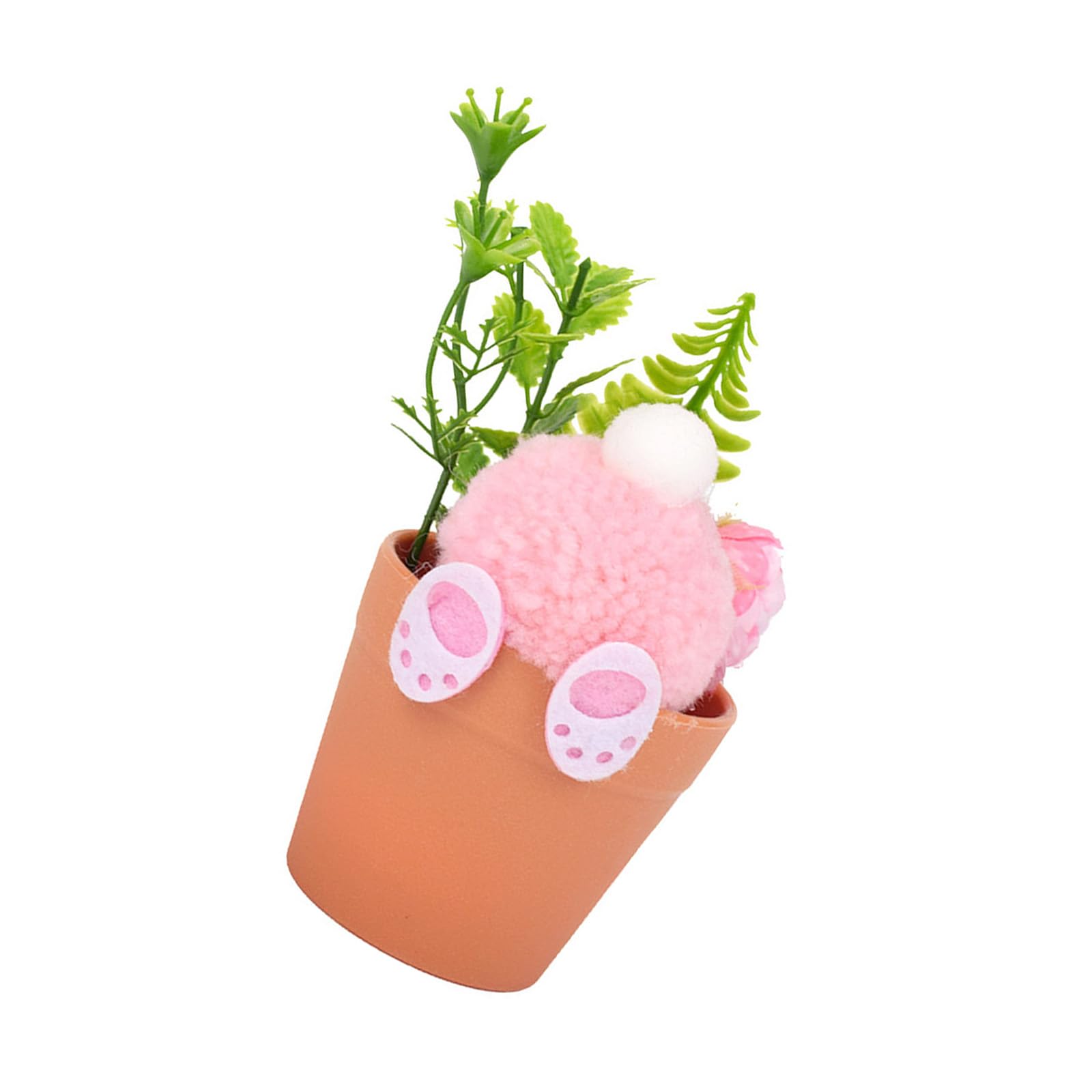 Elnwnnkc Bunnies Figurine Desk Ornament Artificial Potted Plant with Rabbits Miniature for Indoor and Outdoor Decoration Desk Decorations