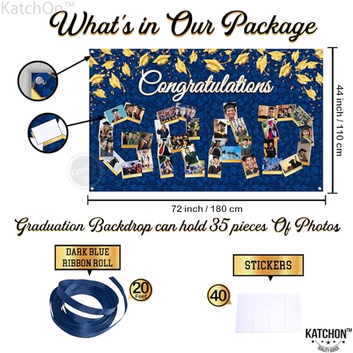 Image of KatchOn, Congratulations Graduation Photo Banner - Xtralarge, 72x44 Inch | Personalized Grad Photo Banner | Blue and Gold Congratulations Grad Backdrop | Graduation Decorations 2026