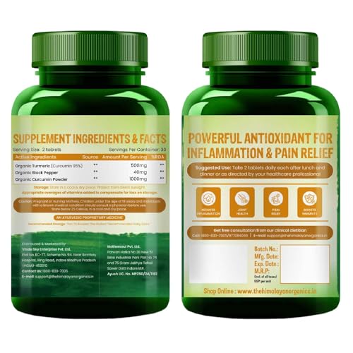 Himalayan Organics Organic Curcumin 1500mg with Black Pepper & 95% Curcuminoids – 60 Veg Tablets — Curcumin Supplements - image 10