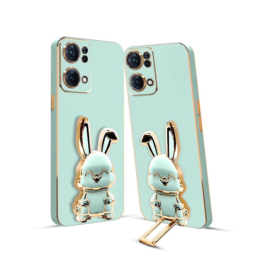 KARWAN®️ 3D Bunny with Folding Stand Back Cover Case Compatible for Oppo Reno 7 Pro 5G | Slim electroplated case | Stand case | Soft TPU | Space Astro Theme |Camera Protection-Mint (B0CGNWJTR2) Amazon Price History, Amazon Price Tracker