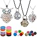 4 PCS Classical Aromatherapy Essential Oil Diffuser Necklace Pendant Combinations, Garden Style/Heart Locket and Owl Necklace Pendant