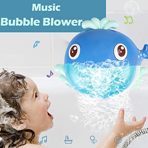 Preisvergleich Produktbild NINGSANJIN Seifenblasenmaschine, BadewannenspielzeugBlase Badespielzeug Seifenblasenmaschine Wasserspielzeug Automatisch Baby Spielzeug mit12 Musik, Spielzeug für die Badewanne (Whale)