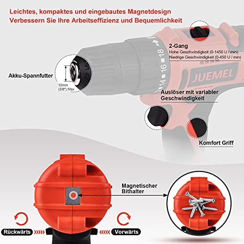 JUEMEL Akkuschrauber Advanced Drill 34 Set (2 Akkus, 20 Volt System, 31 Aufsätze, im Koffer) – Bild 4