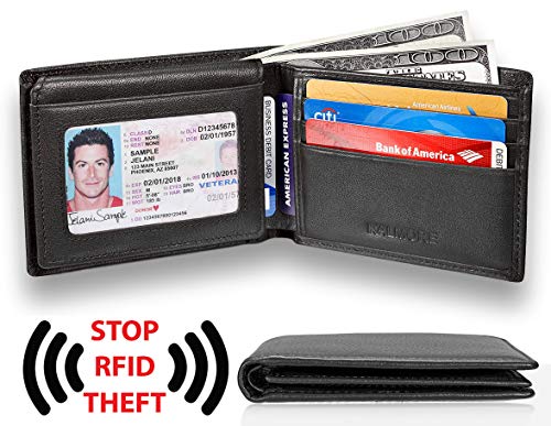 KALMOR Men's RFID Blocking Extra Slim Multi-Card Leather Bifold Pocket Wallet with Id Window3