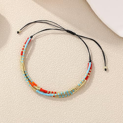 Image of KELITCH Adjustable Multi Strand Bracelets Colorful Miyuki Seed Beads Wrap Bracelets Bangle Women Jewelry