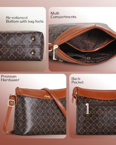 Image of Apery Elegant Printed Sling Bag | Two-Tone Faux Leather Shoulder Purse with Adjustable Strap
