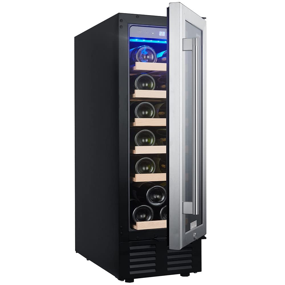LJLZXPBUS 12 Inch Wine Cooler Refrigerators 19 Bottles Fast Cooling Low Noise No Fog Wine Fridge with Professional Compressor Stainless Steel,for Red,White,Champagne or Sparkling Wine. on Fridge.com
