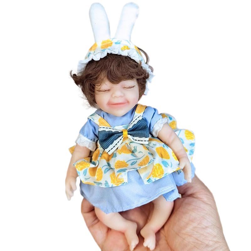 YIHANGG6 Inch Realistic Mini Reborn Baby Doll Tiny 15cm Soft Full Body Solid Silicone Newborn Doll Sleeping Premature Toy Collections Gifts for Xmas Birthday