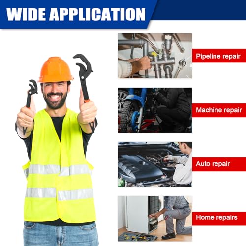 NYXOVA Adjustable Wrench, 2pcs Multi-function Spanner, Heavy Duty Quick Self-Adjusting Spanner Power Grip with 0.6\"-2.4\" / 14-60MM Pipes Nuts Screws - Thumbnail 6
