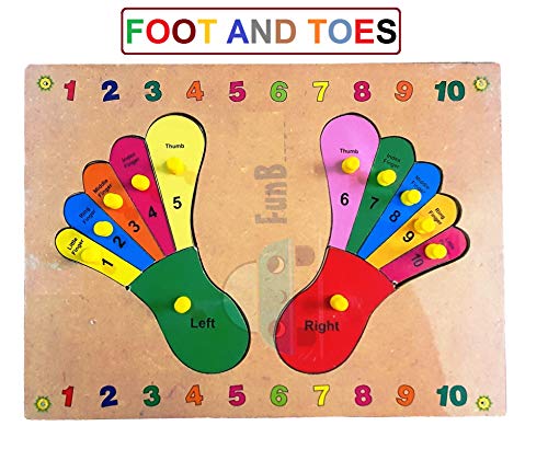 Image of FunBlast Colourful Wooden Jigsaw Puzzle Board for Kids Foot and Toes Shaped Puzzle Toy for Kids-Learning & Educational Toys for Children|Boys|Girls