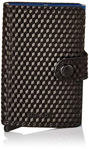 SECRID - Secrid Men's Mini wallet Genuine Leather Cubic Black With Blue RFID Safe Card Case for max 12 cards (Cubic)