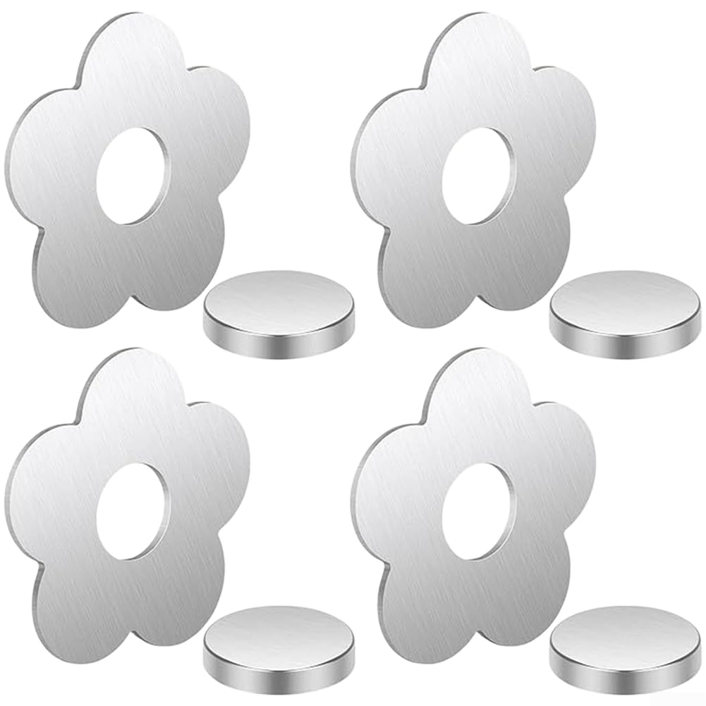 Stainless Steel Magnetic Tablecloth Clips Set of 4, Strong Hold for Picnic Garden Restaurant, Rust-Resistant Decorative Clips(Flowers)