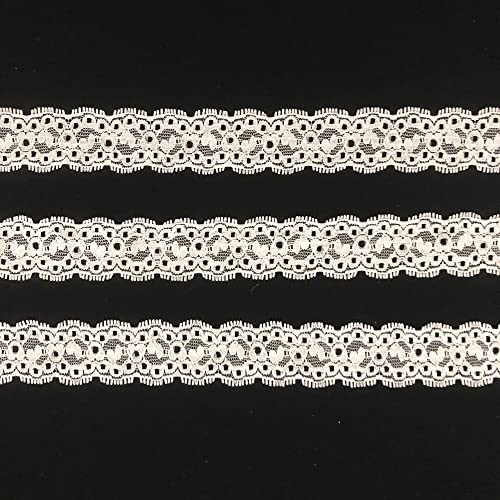 Yachirobi 1.2 Inches Elastic Lace Trim, Scallop Lace Ribbon, 1:1.3 Elasticity Trimming Lace For Garment Sewing, Gift Wrapping, Wedding Decoration (10 Yards 8209White) #TOP5