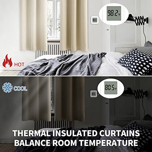 Bgment Room Darkening Curtains 63 Inches Long - Grommet Thermal Insulated Drapes Window Treatment Curtains For Bedroom, 2 Panels, 42 X 63 Inch, Beige #TOP3