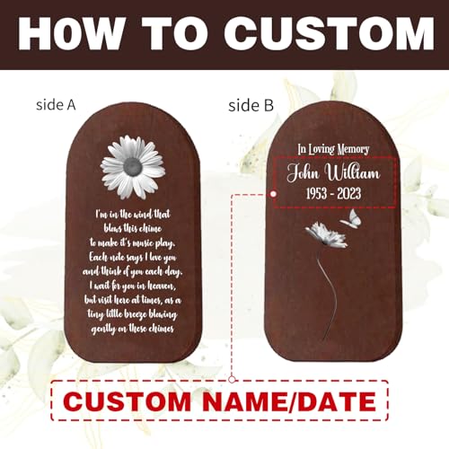 Image of ASTARIN Personalized Sympathy Gifts for Loss of Loved One, Custom Memorial Wind Chimes, Wind Chimes for Loss of Loved Mom Dad Nana Papa Friend Sister, Bereavement Funeral Condolences Gift