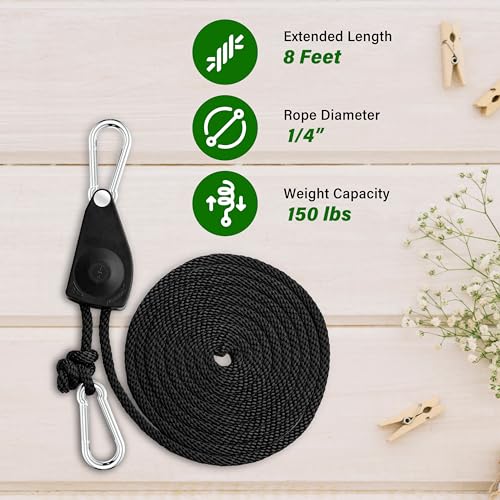 HealSmart 6Pcs 1/4 Kayak Tie Downs Rope Canoe Bow And