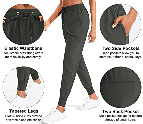 Soothfeel Women's Lightweight Joggers Pants With Pockets Athletic Workout Joggers For Women With Elastic Waist(Army Green, L) #TOP1