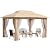 SUNSHINE VALLEY 10x13' Outdoor Patio Gazebo Wood Look, Canopy Tent with Heavy-Duty Metal Frame, Screened Gazebo with Dual Roof & Curtains, Patio Canopy with Mosquito Netting for Backyard, Beige