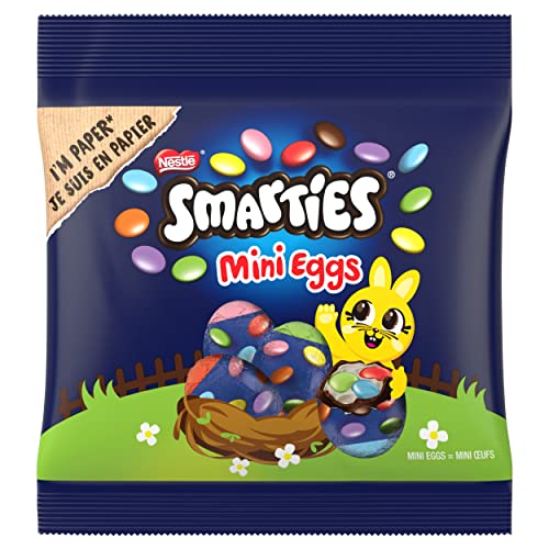 NESTLÉ SMARTIES Mini œufs de chocolat de Pâques en chocolat au lait avec garnissage crémeux et mini chocolats colorés SMARTIES colorés, 1 pièce (1 x 81...