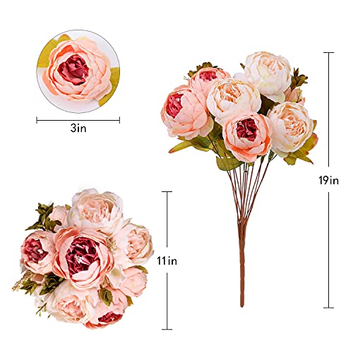 Justoyou 2 Bunches Artificial Pink Peonies Flowers, 12 Heads Faux Peony And Hydrangea Flowers For Decoration, Flores Artificiales Para, For Wedding, Party Decor (Light Pink) #TOP2