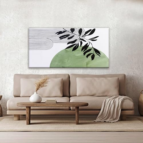 Image of TAIJXAGSG Abstract Boho Green Wall Art Modern Canvas Art Wall Decor Artwork Abstract Wall Decor Minimalist Canvas Painting Prints Picture For Bedroom Bathroom Office Wall Artwork 20 inchX40 inch