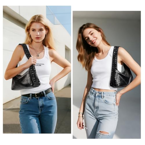 Image of Studded Purses For Women Y2k Shoulder Bag Small Vegan Leather Handbag