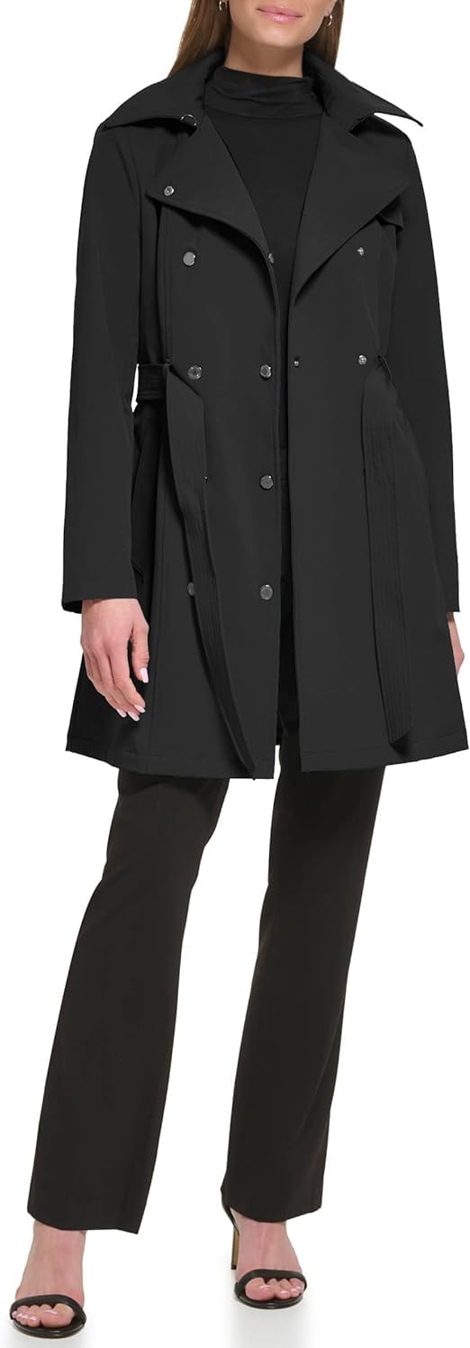 Karl Lagerfeld Paris Womens Belted Trench Coat