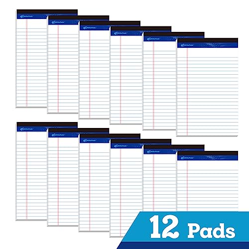 WritePads Legal note pads 5"x8" Legal Pads,College Ruled,White Paper,12 Pack,50 Sheets Per Writing Pad,Micro perforated Writing Pad,BL-SWT50C-12PAD