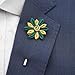 4.5cm Ribbon Fabric Flower buttoniere Suit PIN, Handmade brooch pin Men's Lapel Pin, Groom's Pin, Gift For Father's Day, Anniversary Gift Idea (Green Mix Yellow LIGHT STAR)