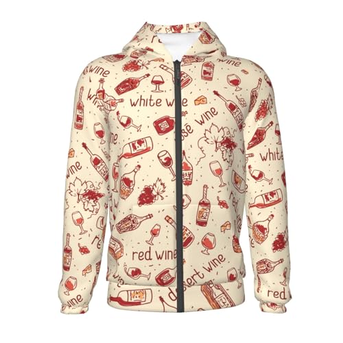 Red Wine Kid Hoodies Boys Zip Up Sweatshirts Girls Pullover with Pocket2