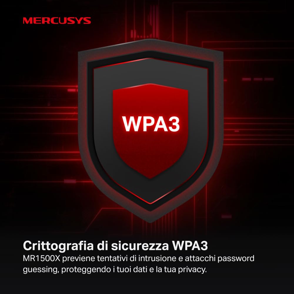 Mercusys TP-Link MR1500X AX1500 Router WiFi 6 Dual-Band, Porta Gigabit, 4 Antenne Ad Alto Guadagno, Parental Control, Rete Ospiti, OFDMA, MU-MIMO, VPN,non supporta xDSL