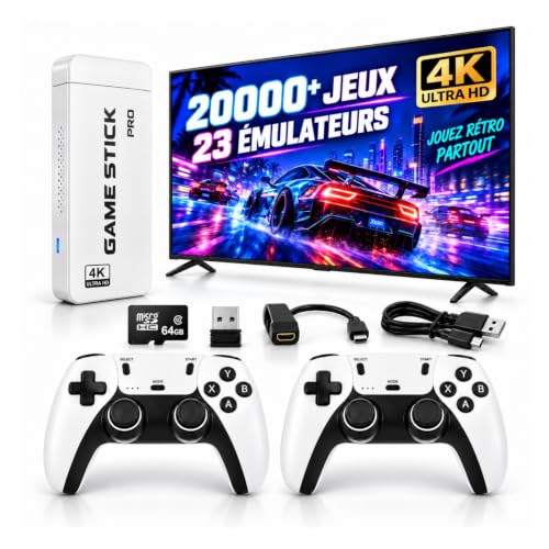 Retro-TV-Spielkonsole, tragbar, kabellos, 2,4 GHz, Arcade-Spiele zu Hause, Plug and Play, hochauflösende 4K-HDMI-Anzeige, kompatibel mit Fernsehern und Projektoren.