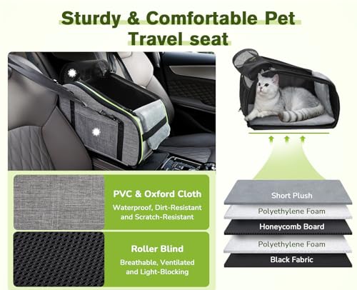Pecute Assento de carro para cachorro console assento de reforço com apoio de braço para cachorro, a