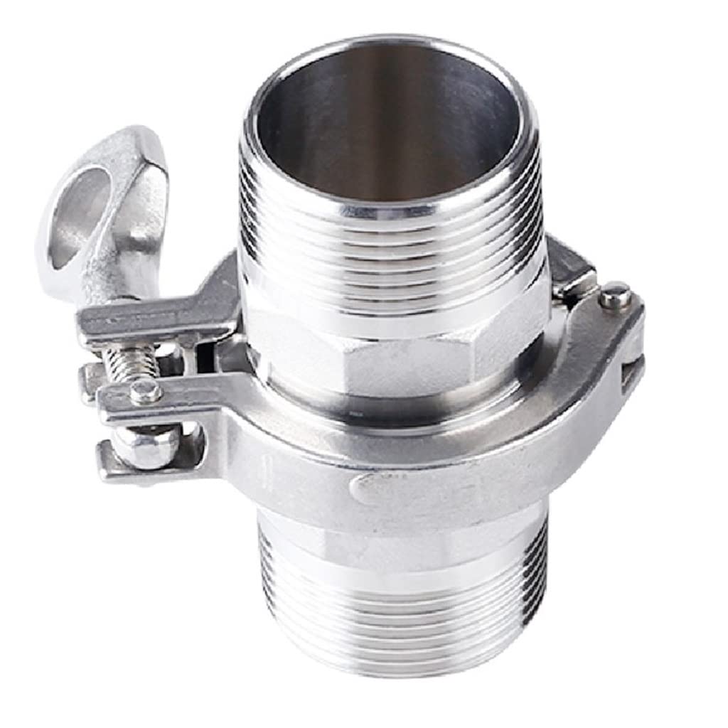 Adaptador de virola de rosca de cubierta de triple abrazadera, fontanería de acero inoxidable 304 con junta de silicona, accesorio de tubería, 1 Uds.(DN50 clamp77.5 FIP)