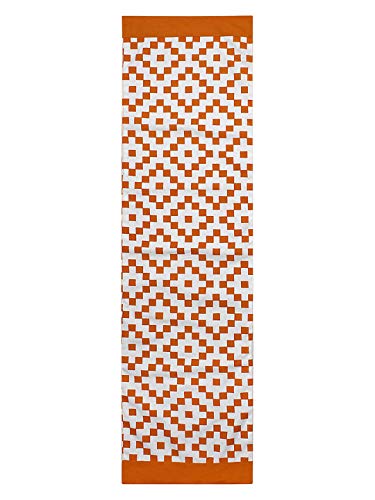 Image of Dekor World Fun with Checks Printed Orange Table Runner (33x120cm) (Pack of 1)-4 Seater Dinning & Center Table (4 Seater (33x120cm), Orange)