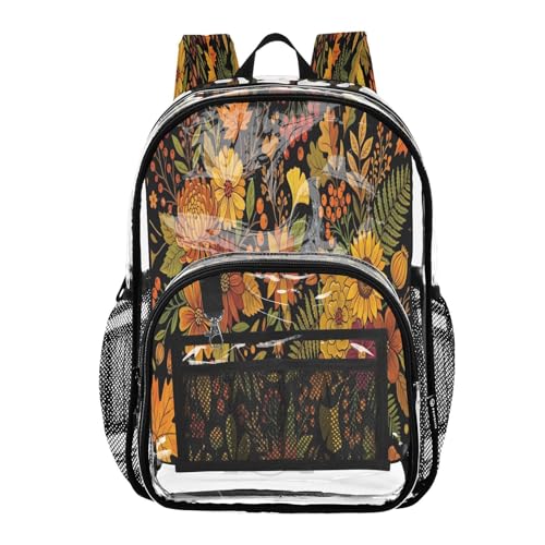 Mochila transparente para escuela y seguridad con múltiples bolsillos